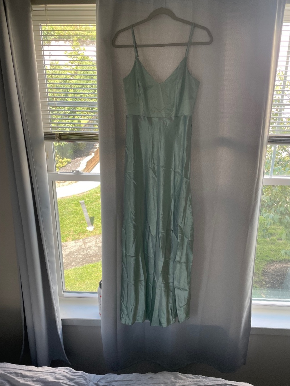 Floor length green dress